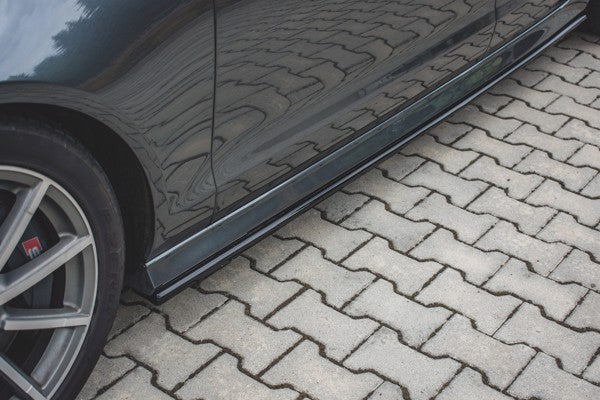 Maxton Side Skirts Audi S6 / A6 S-Line C7 Fl  - Gloss Black