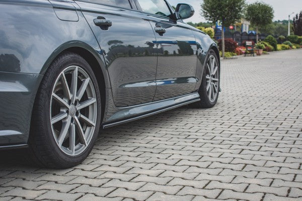 Maxton Side Skirts Audi S6 / A6 S-Line C7 Fl  - Gloss Black