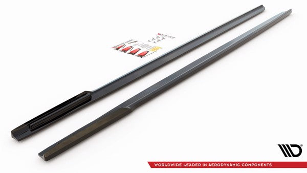 Maxton Side Skirts Diffusers BMW 7 M-Pack G11 Facelift - Gloss Black