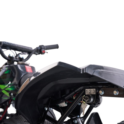 Grøn Mini EL ATV Turbo Brushless 1060W med robuste dæk, kraftig forfjeder og sporty design til terrænkørsel