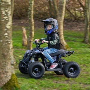 Grøn Mini EL ATV Turbo Brushless 1060W med robuste dæk, kraftig forfjeder og sporty design til terrænkørsel
