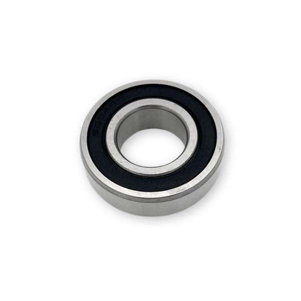 Styrehjuleleje i metal med sort forseglingsring, rund leje til styrhjul og mekaniske systemer, slidstærkt og præcist designet.