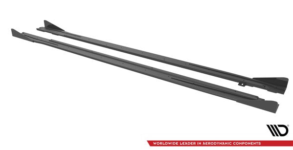 Maxton Street Pro Side Skirts Diffusers + Flaps Audi S3 / A3 S-Line 8Y - Black + Gloss Flaps    