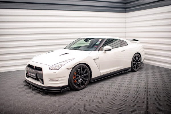 Maxton Side Skirts Diffusers + Flaps Nissan Gtr R35 Facelift - Gloss Black
