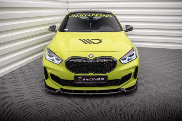 Maxton Front Splitter V.7 For BMW 1 F40 M-Pack / M135I  - Gloss Black