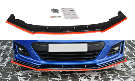 Maxton Front Splitter V.4 Subaru Brz Facelift - Gloss Black + Red