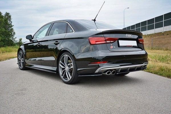 Maxton Rear Side Splitters Audi S3 / A3 S-Line 8V Fl Sedan - Gloss Black