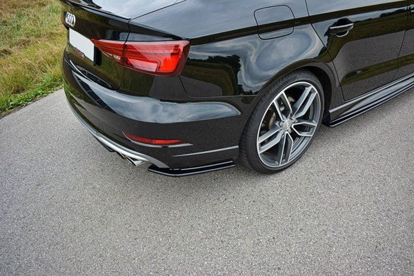 Maxton Rear Side Splitters Audi S3 / A3 S-Line 8V Fl Sedan - Gloss Black