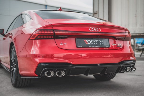 Maxton Rear Valance + Exhaust Ends Imitation Audi A7 C8 S-Line - Chrome 