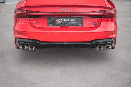 Maxton Rear Valance + Exhaust Ends Imitation Audi A7 C8 S-Line - Chrome 