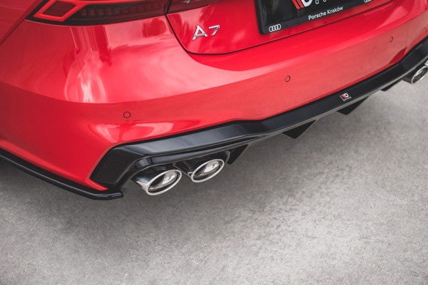 Maxton Rear Valance + Exhaust Ends Imitation Audi A7 C8 S-Line - Chrome 