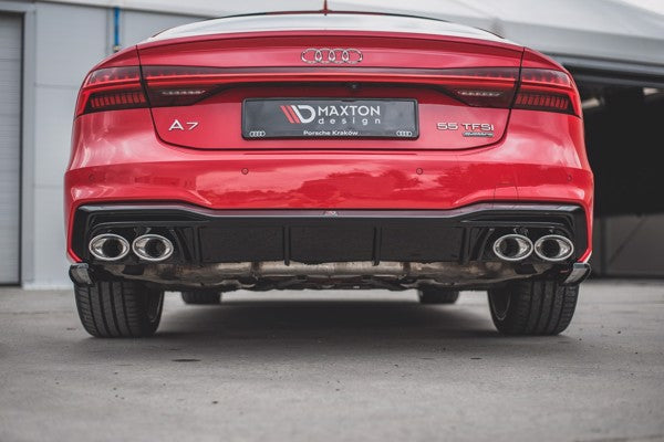 Maxton Rear Valance + Exhaust Ends Imitation Audi A7 C8 S-Line - Chrome 