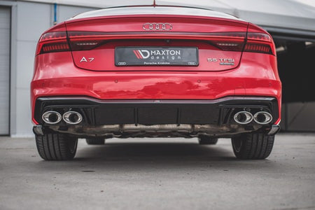 Maxton Rear Valance + Exhaust Ends Imitation Audi A7 C8 S-Line - Chrome 