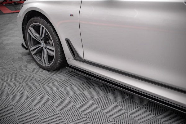 Maxton Side Skirts Diffusers For BMW 7 Long M-Pack G12 - Gloss Black