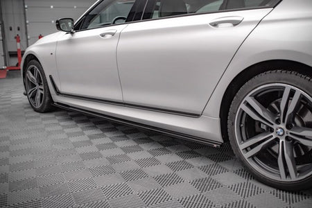 Maxton Side Skirts Diffusers For BMW 7 Long M-Pack G12 - Gloss Black