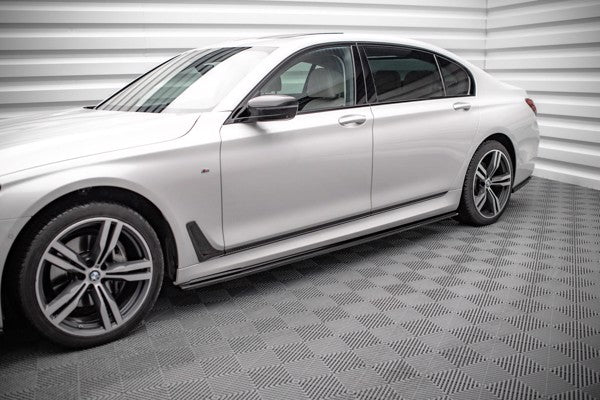 Maxton Side Skirts Diffusers For BMW 7 Long M-Pack G12 - Gloss Black