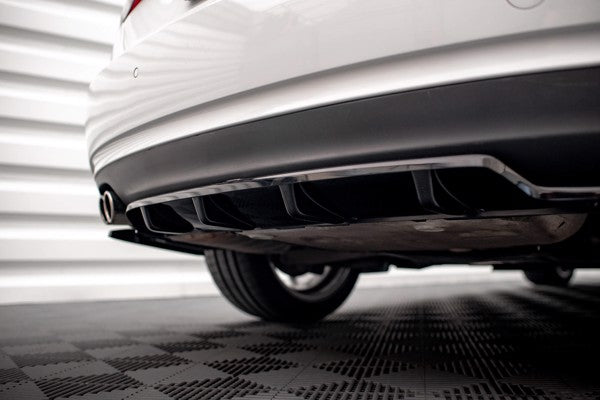 Maxton Central Rear Splitter (With Vertical Bars) Audi A5 Coupe 8T Facelift - Gloss Black