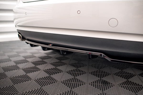 Maxton Central Rear Splitter (With Vertical Bars) Audi A5 Coupe 8T Facelift - Gloss Black