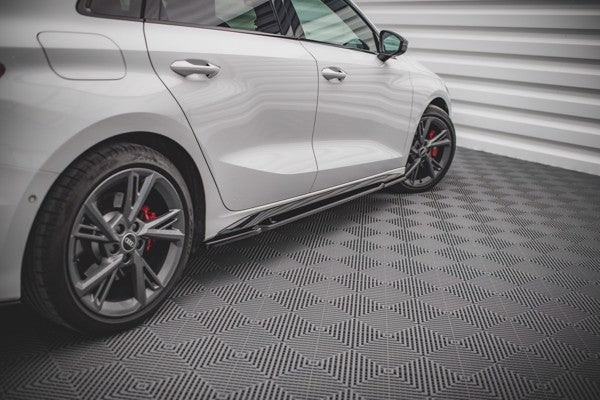 Maxton Side Skirts Diffusers Audi S3 / A3 S-Line 8Y - Gloss Black