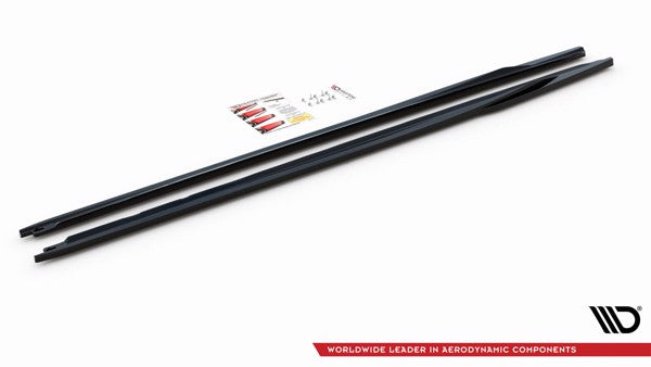 Maxton Side Skirts Diffusers Audi A4 Avant B9 - Gloss Black