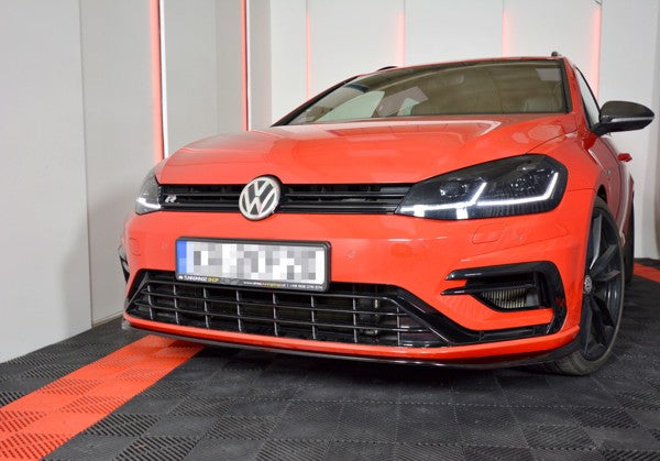 Maxton Front Splitter V.7 VW Golf 7 R / R-Line Facelift - Gloss Black