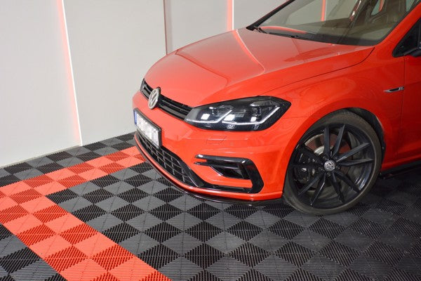 Maxton Front Splitter V.7 VW Golf 7 R / R-Line Facelift - Gloss Black