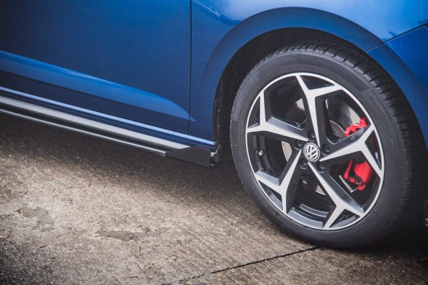 Maxton Racing Durability Side Skirts Diffusers + Flaps Volkswagen Polo Gti Mk6 - Black + Gloss Flaps    