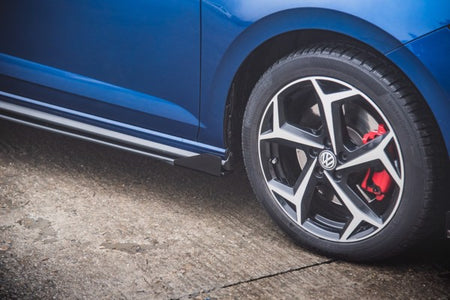 Maxton Racing Durability Side Skirts Diffusers + Flaps Volkswagen Polo Gti Mk6 - Black + Gloss Flaps    