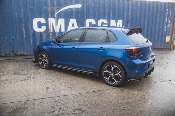 Maxton Racing Durability Side Skirts Diffusers + Flaps Volkswagen Polo Gti Mk6 - Black + Gloss Flaps    