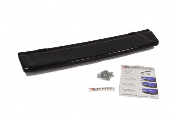Maxton Central Rear Splitter VW Golf VIi R (With Vertical Bars) - Gloss Black