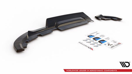 Maxton Central Rear Splitter (With Vertical Bars) Renault Clio Mk5 - Gloss Black