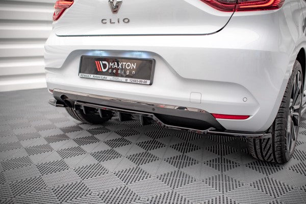 Maxton Central Rear Splitter (With Vertical Bars) Renault Clio Mk5 - Gloss Black