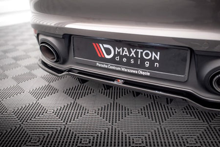 Maxton Central Rear Splitter (With Vertical Bars) Porsche 911 Carrera 4S 992 - Gloss Black