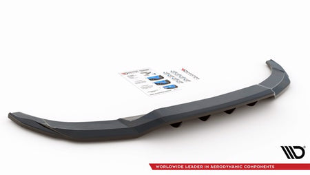 Maxton Central Rear Splitter (With Vertical Bars) Audi A3 S-Line Sportback 8Y - Gloss Black