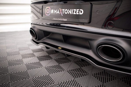 Maxton Central Rear Splitter (With Vertical Bars) Porsche 911 Turbo S 992 - Gloss Black
