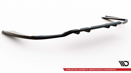 Maxton Central Rear Splitter (With Vertical Bars) Mercedes-Benz C Amg-Line W205 Facelift - Gloss Black