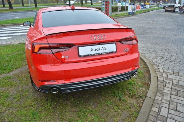 Maxton Central Rear Splitter Audi A5 F5 S-Line (Without Vertical Bars) - Gloss Black