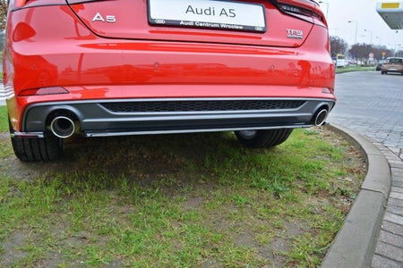 Maxton Central Rear Splitter Audi A5 F5 S-Line (Without Vertical Bars) - Gloss Black