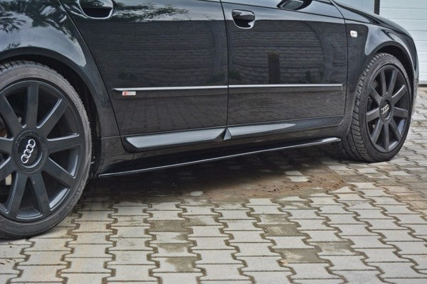 Maxton Side Skirts Diffusers Audi S4 / A4 / A4 S-Line B6 / B7  - Gloss Black