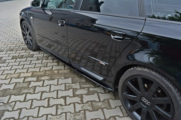 Maxton Side Skirts Diffusers Audi S4 / A4 / A4 S-Line B6 / B7  - Gloss Black