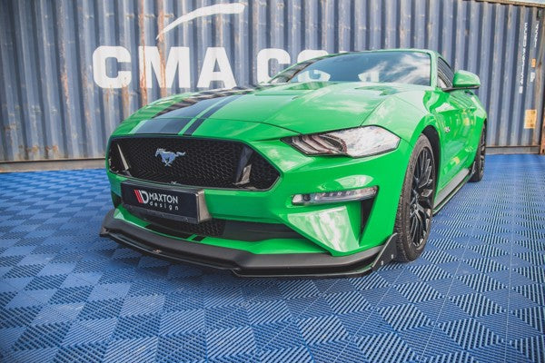 Maxton Front Splitter + Flaps V.2 Ford Mustang Gt Mk6 Facelift - Gloss Black