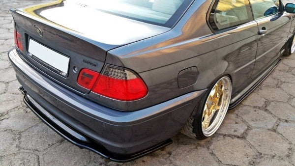 Maxton Central Rear Splitter BMW 3 E46 Mpack Coupe (With Vertical Bars) - Gloss Black