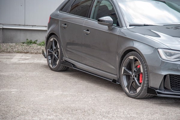 Maxton Racing Durability Side Skirts Diffusers + Flaps Audi RS3 8V Sportback - Black + Gloss Flaps    