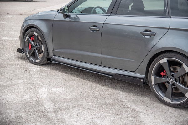Maxton Racing Durability Side Skirts Diffusers + Flaps Audi RS3 8V Sportback - Black + Gloss Flaps    