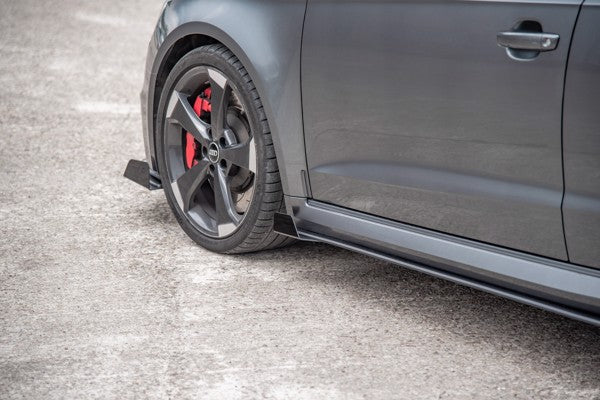 Maxton Racing Durability Side Skirts Diffusers + Flaps Audi RS3 8V Sportback - Black + Gloss Flaps    