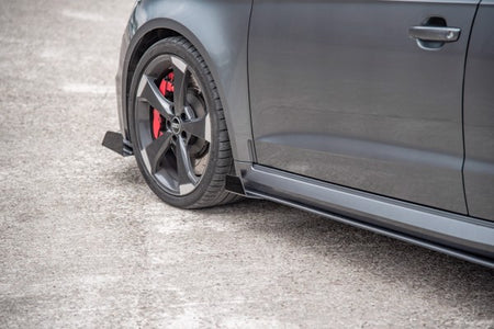 Maxton Racing Durability Side Skirts Diffusers + Flaps Audi RS3 8V Sportback - Black + Gloss Flaps    