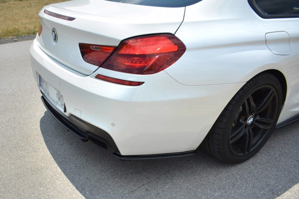 Maxton Central Rear Splitter For BMW 6 Gran Coupé Mpack (With A Vertical Bar) - Gloss Black