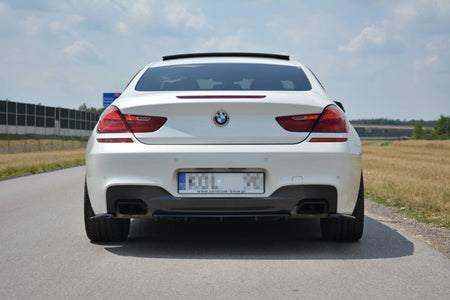 Maxton Central Rear Splitter For BMW 6 Gran Coupé Mpack (With A Vertical Bar) - Gloss Black