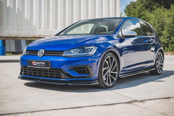 Maxton Front Splitter V.9 VW Golf 7 R / R-Line Facelift - Gloss Black