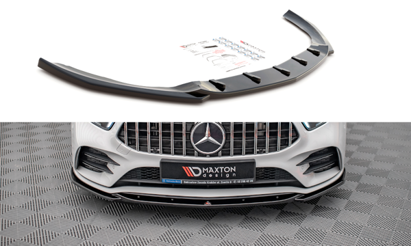 Maxton Front Splitter V.5 Mercedes A35 Amg / Amg-Line W177  - Gloss Black